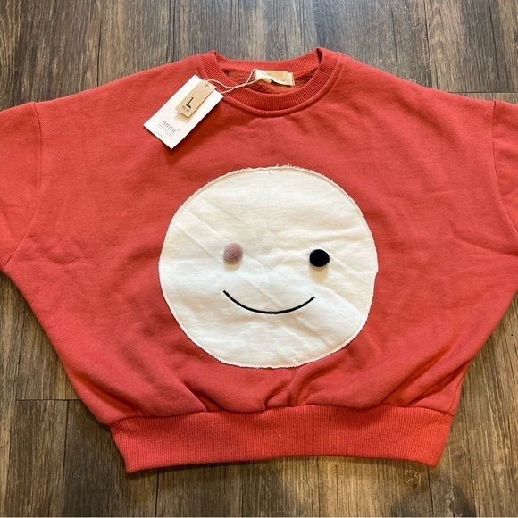 NWT Kids  Smily Face Orange Lo g Sleeves Sweatshirt Size 5 - Picture 3 of 7